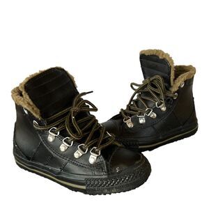 Converse All Star Chuck Taylor Sneaker Junior 12 Black Winter Shoes Hi Top Lined